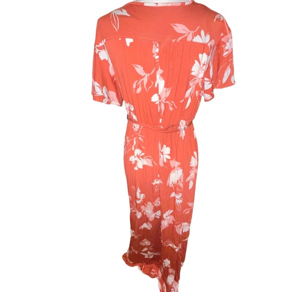 Maternity Isabel coral floral maxi dress v-neck angel sleeves size Large NWT - Picture 5 of 9